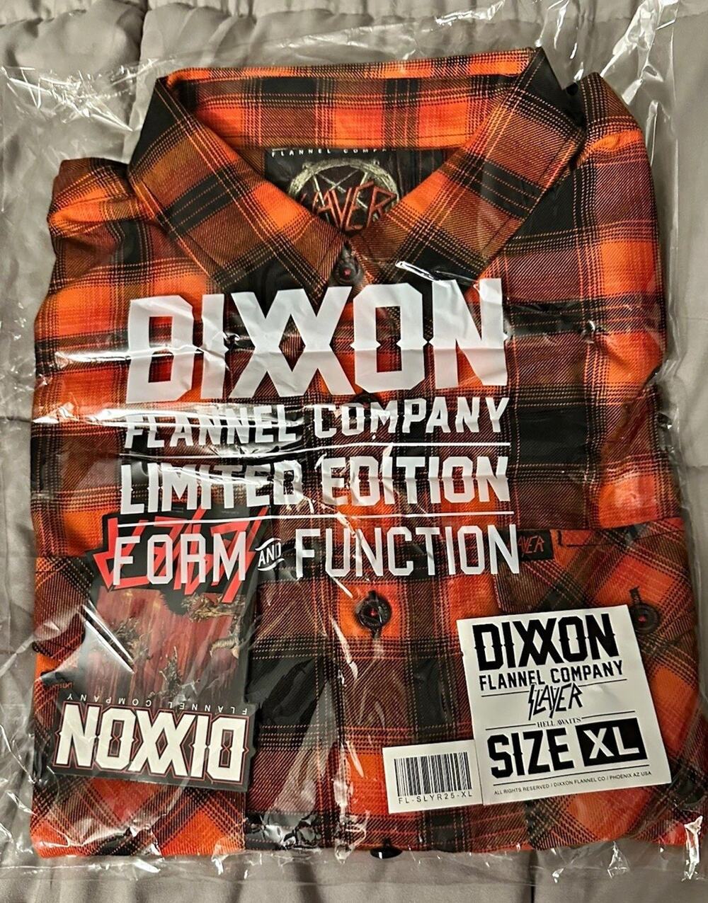 NWT XL Slayer collab Dixxon Flannel 🔥Hell Awaits 🔥Orange/Black Flannel